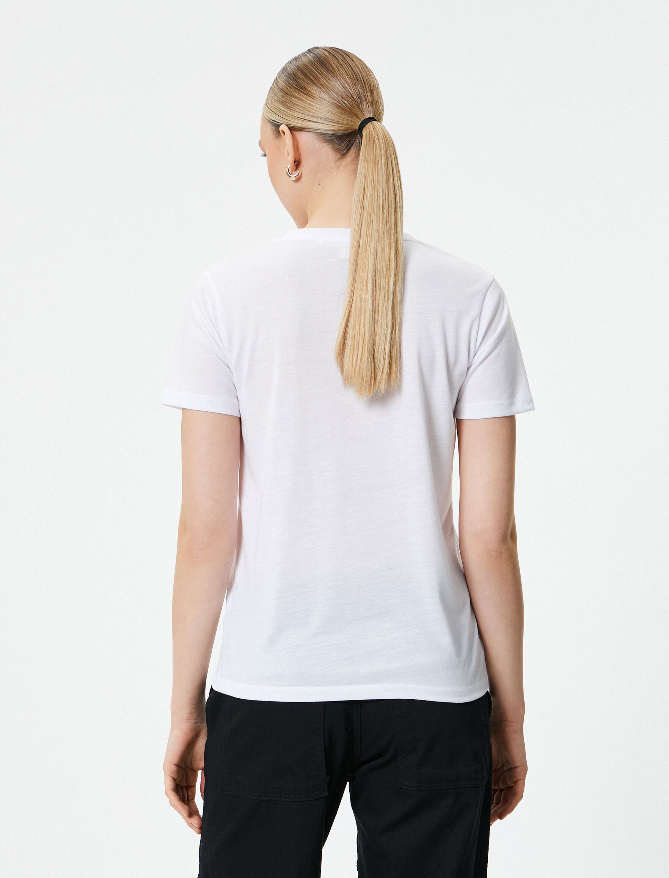   Baskılı Tişört Bisiklet Yaka Kısa Kollu Viskon Karışımlı