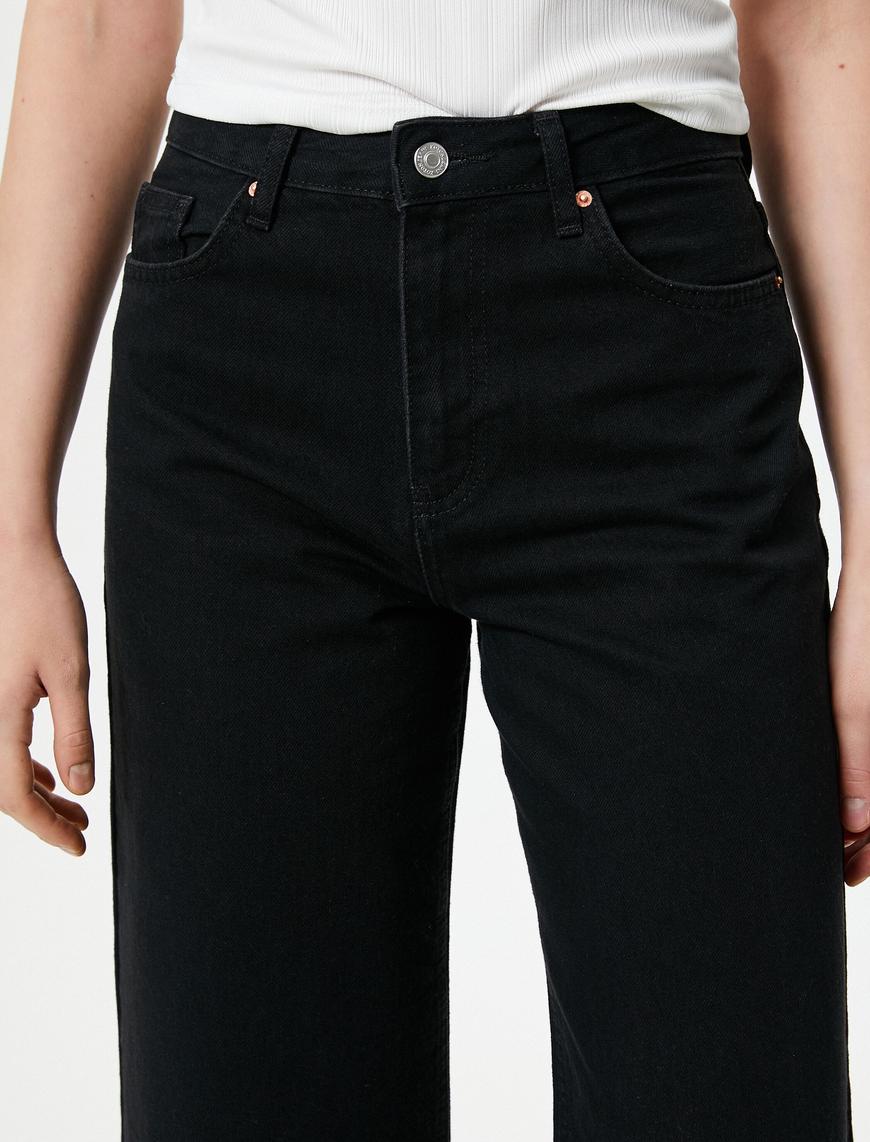   Ekstra Geniş Kısa Paça Kot Pantolon Standart Bel - Bianca Crop Jean