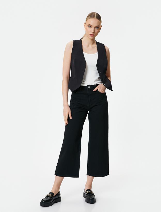 Ekstra Geniş Kısa Paça Kot Pantolon Standart Bel - Bianca Crop Jean_0