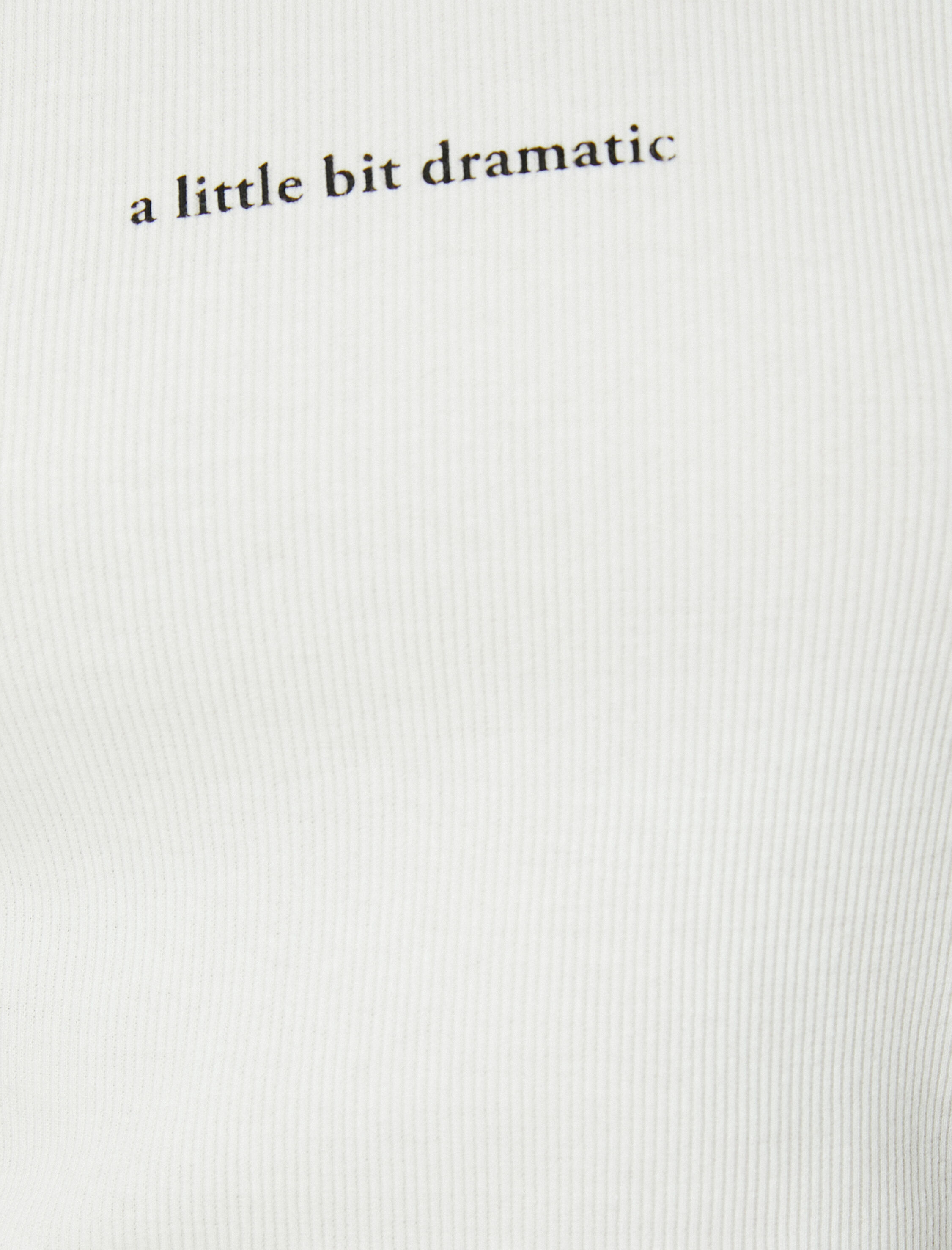   Uzun Kollu Tişört Crop Ribanalı Baskı Detaylı Bisiklet Yaka Pamuklu