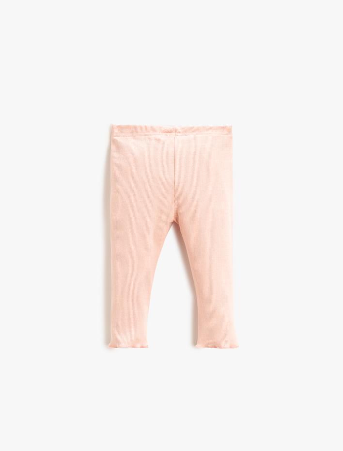 Kız Bebek Basic Ribanalı Pamuklu Tayt Beli Lastikli