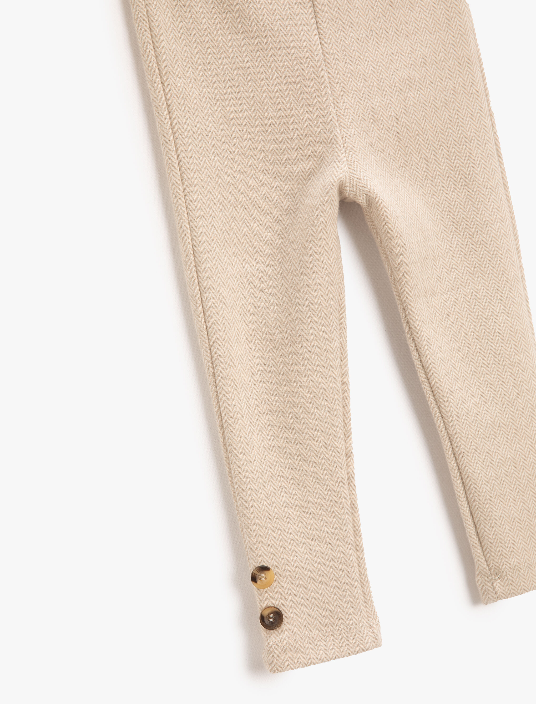  Kız Bebek Basic Düğme Detaylı Dokulu Tayt