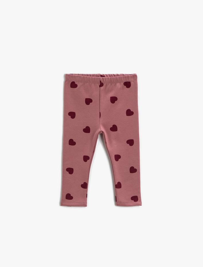 Kız Bebek Kalp Desenli Tayt Pamuklu