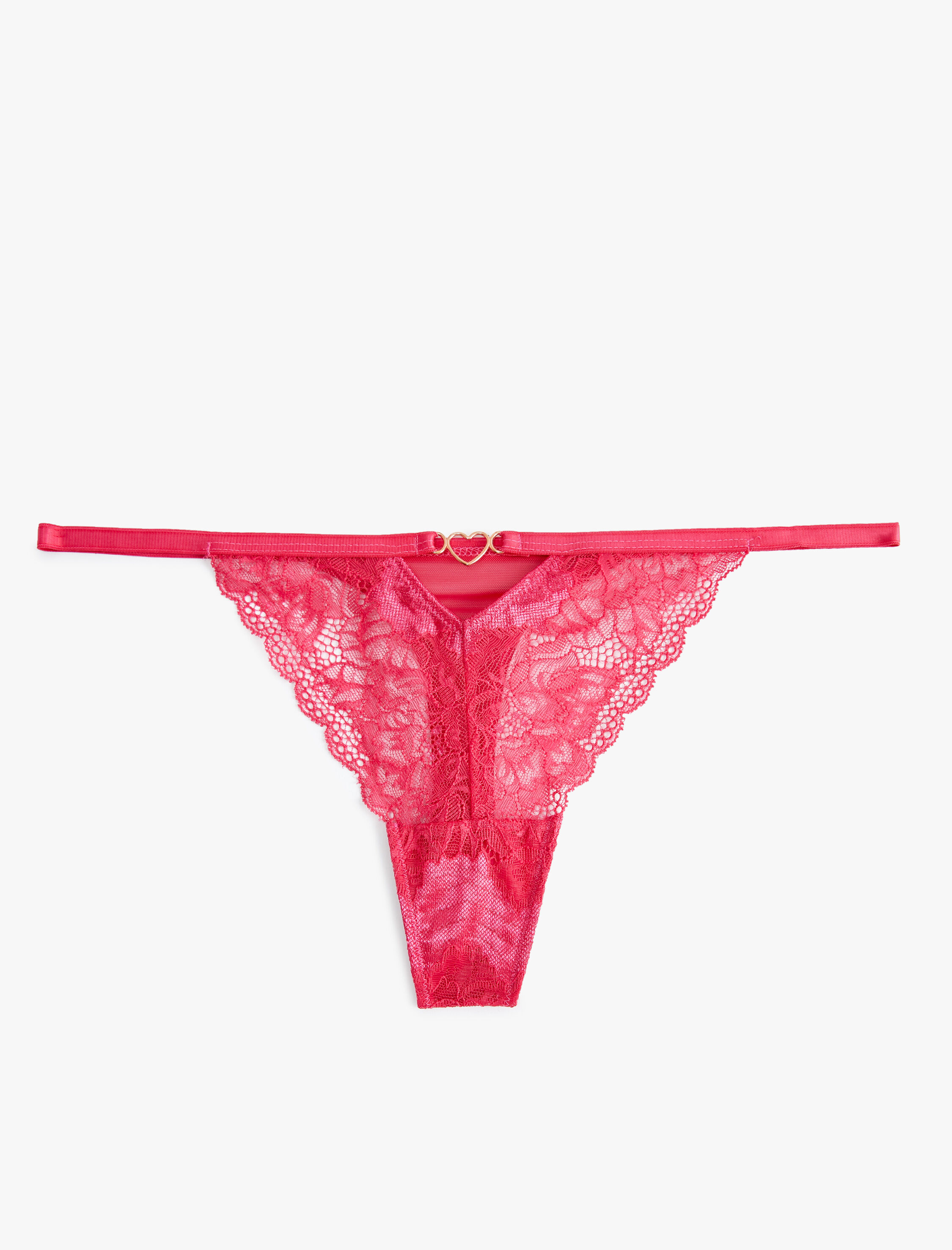   Dantelli String Külot Metal Kalp Detaylı