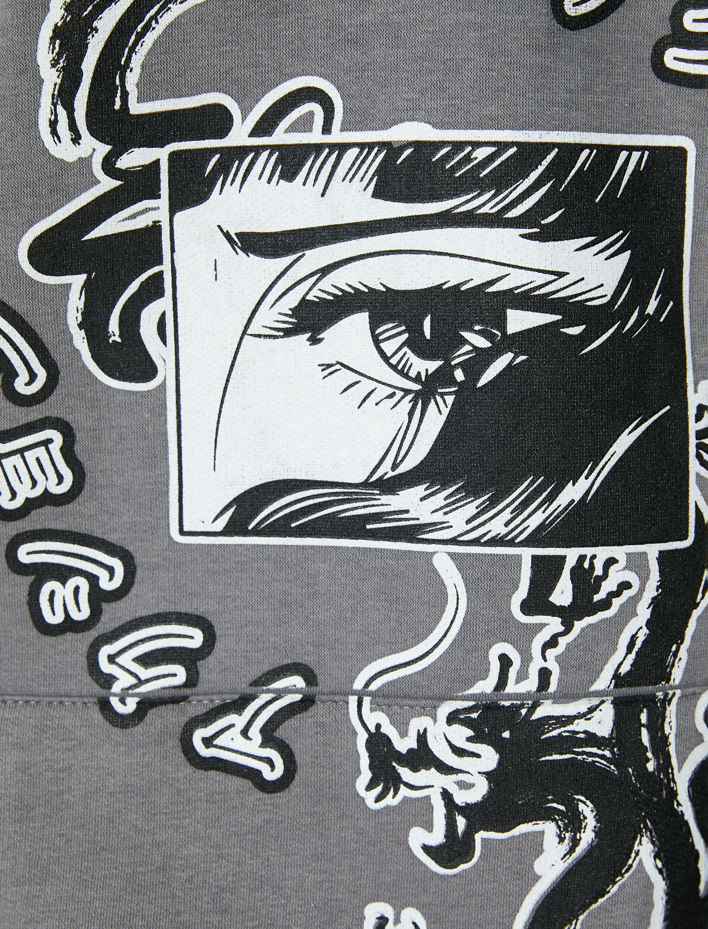   Arkası Baskılı Hoodie Uzakdoğu Temalı Kanguru Cep Detaylı Şardonlu