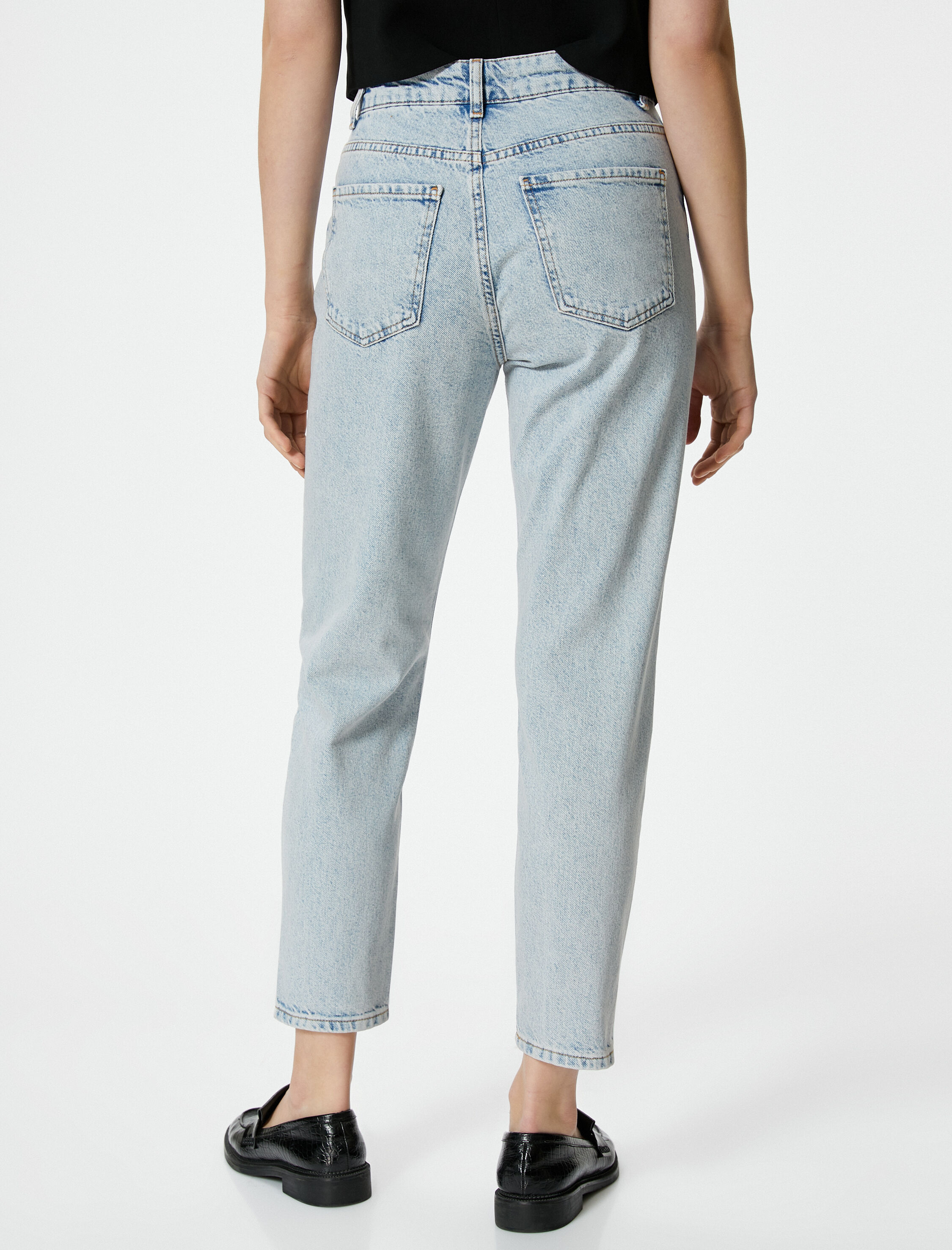   Mom Fit Kot Pantolon Rahat Kesim Hafif Dar Paça - Mom Jean