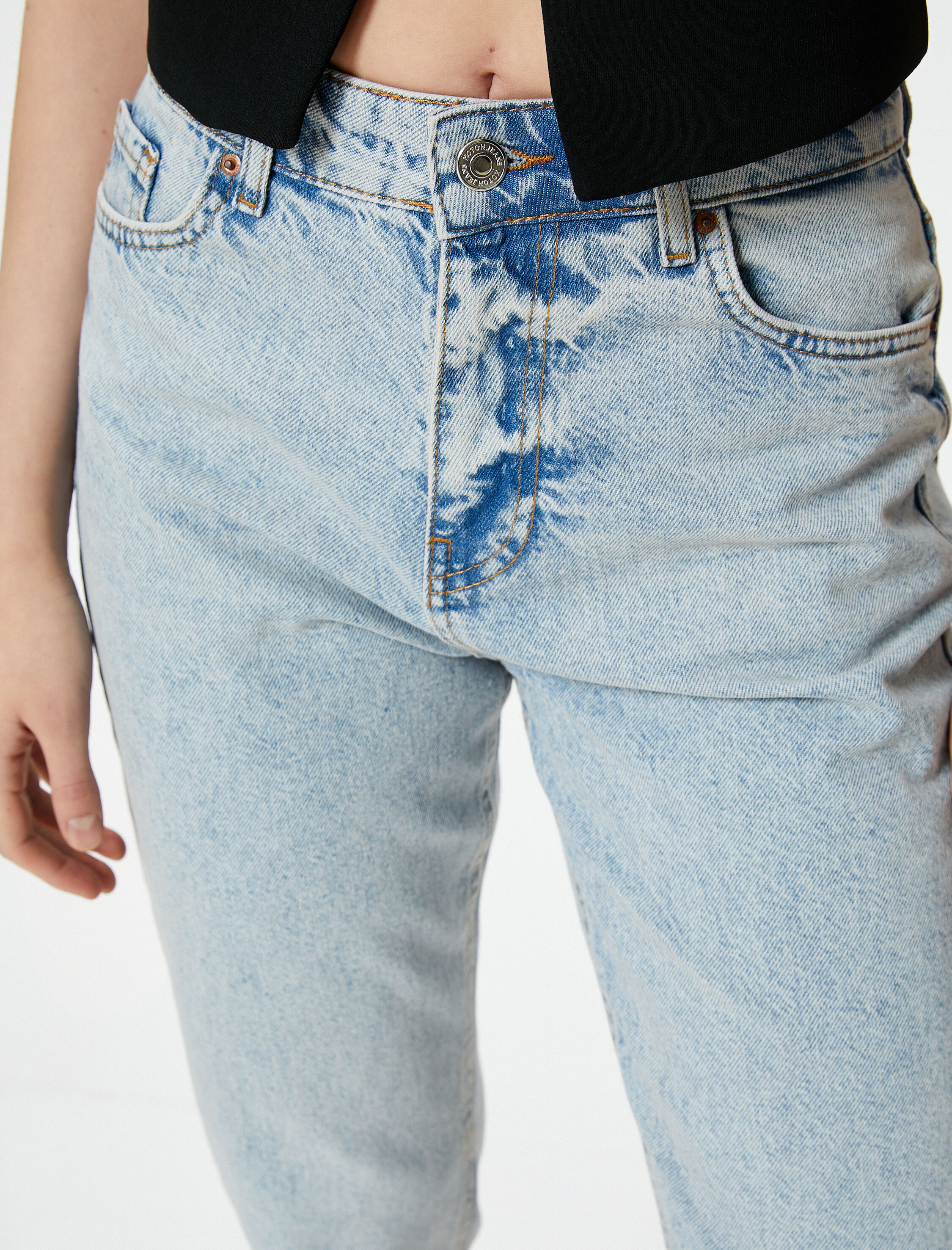   Mom Fit Kot Pantolon Rahat Kesim Hafif Dar Paça - Mom Jean