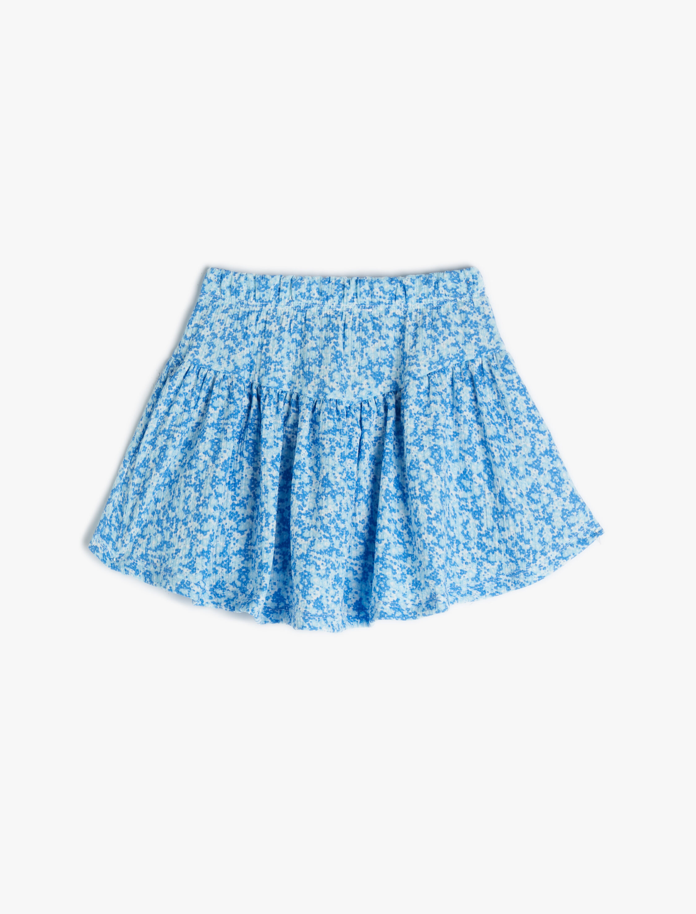 Kız Çocuk Çiçekli Etek Beli lastikli Pliseli Dokulu