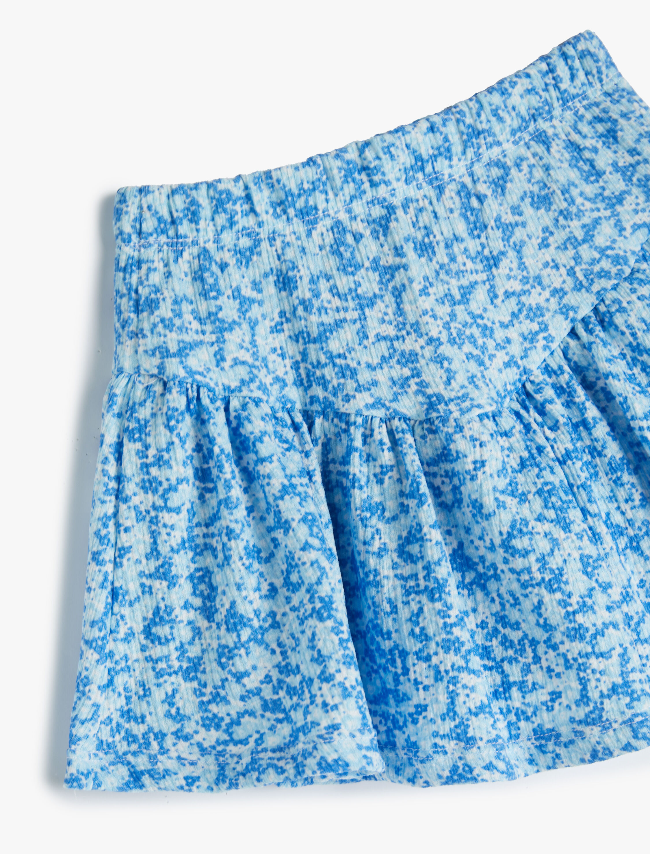 Kız Çocuk Çiçekli Etek Beli lastikli Pliseli Dokulu