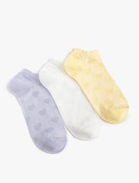 Kalpli 3'lü Patik Çorap Seti Çok Renkli