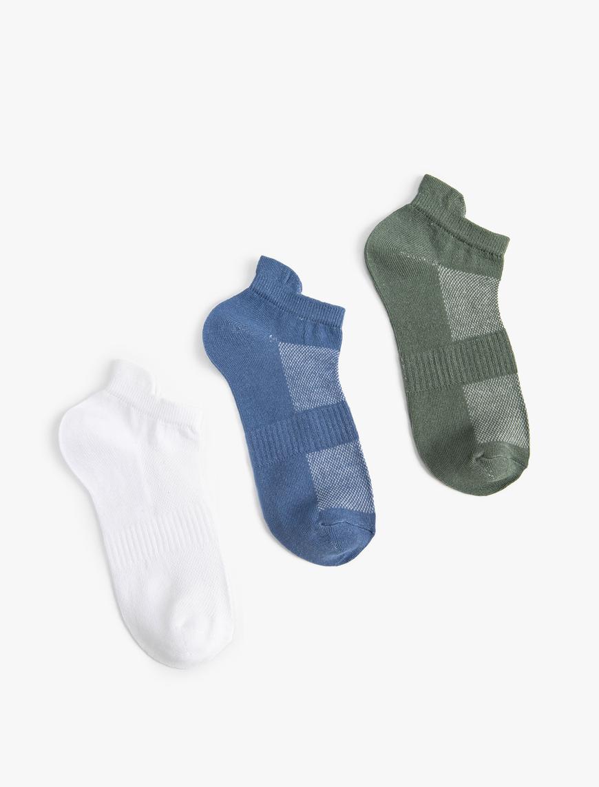  Kadın 3'lü Patik Çorap Seti Geometrik Desenli Çok Renkli