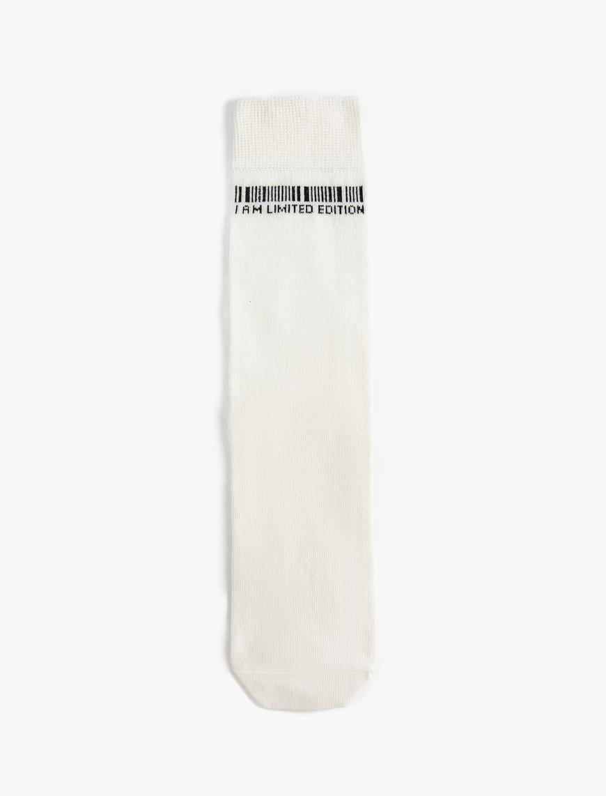  Erkek Soket Çorap Etiket Desenli Sloganlı