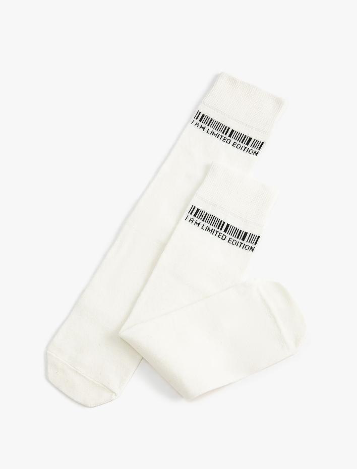 Erkek Soket Çorap Etiket Desenli Sloganlı