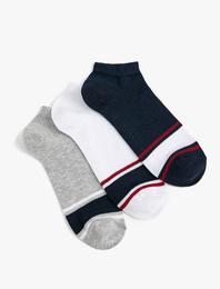 3'lü Patik Çorap Seti Geometrik Desenli Çok Renkli
