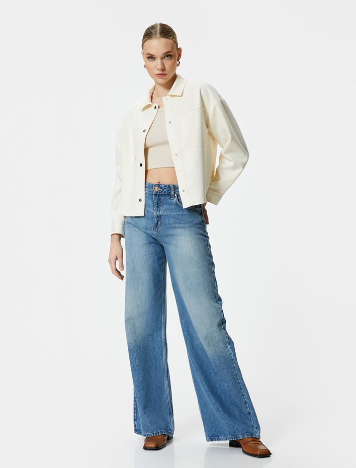  Süet Ceket Çıtçıt Düğmeli Klasik Yaka Cepli