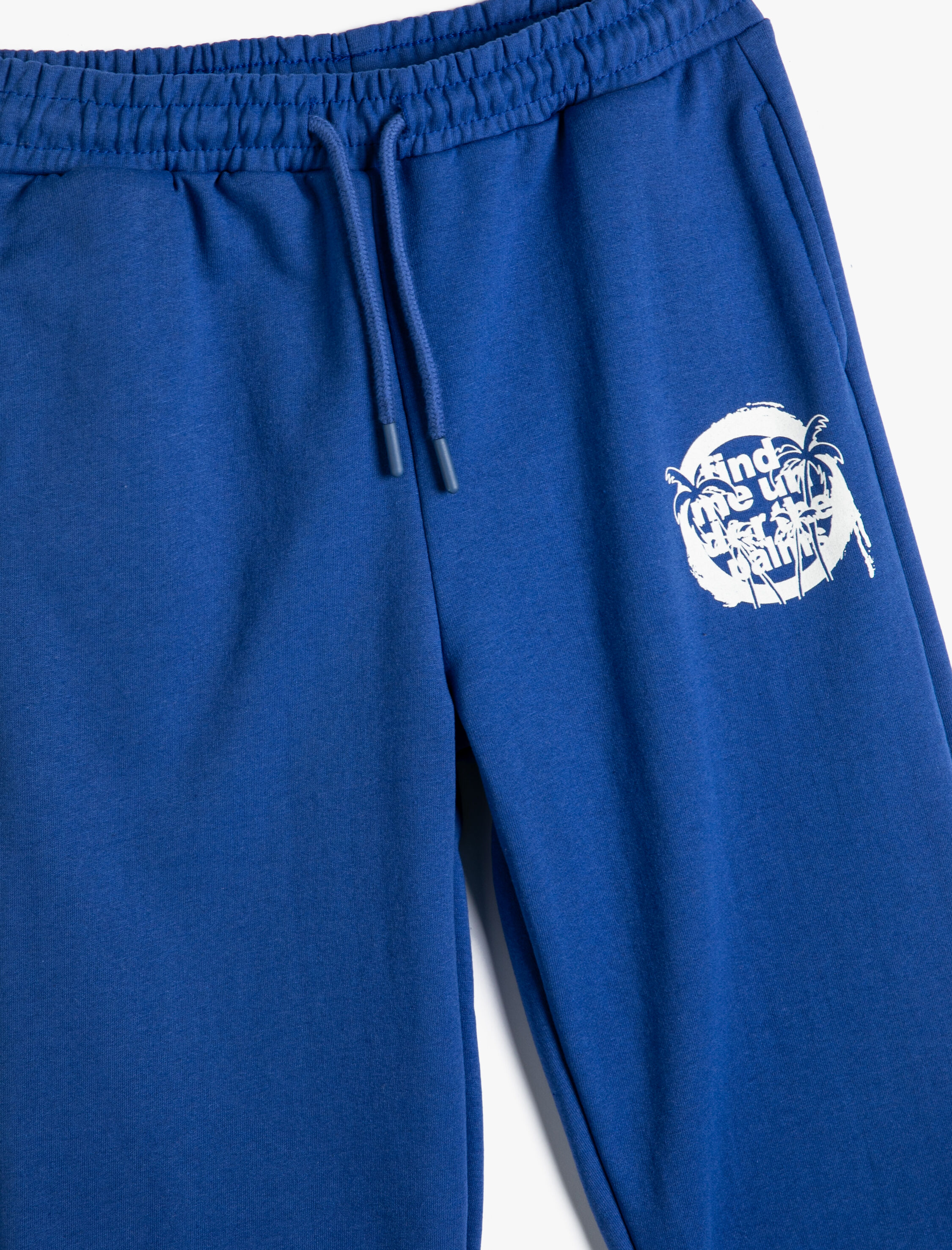  Erkek Çocuk Jogger Eşofman Altı Beli Bağlamalı Cepli Baskı Detaylı Şardonlu