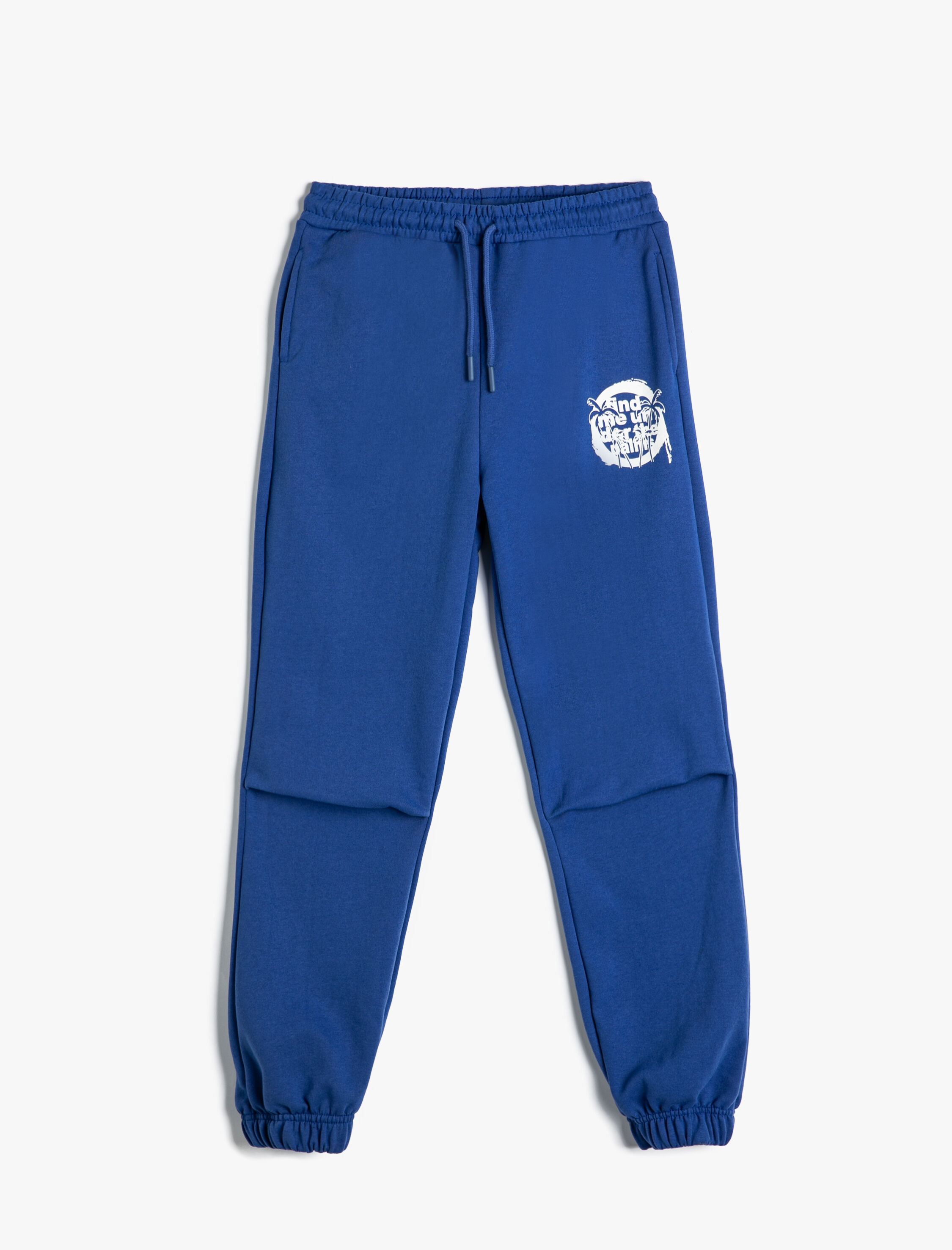  Erkek Çocuk Jogger Eşofman Altı Beli Bağlamalı Cepli Baskı Detaylı Şardonlu