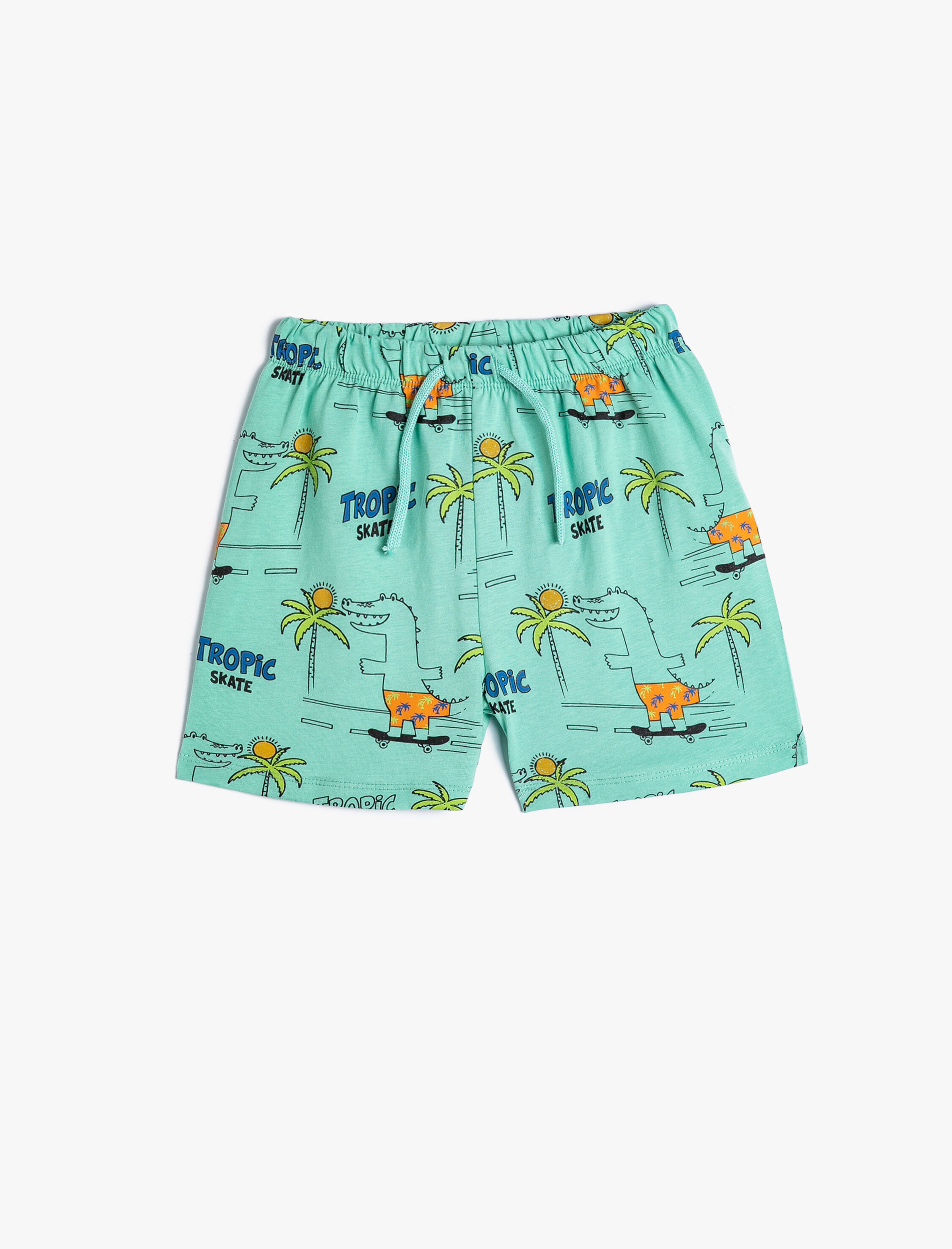  Erkek Bebek Dinozorlu Şort Beli Bağlamalı Pamuklu