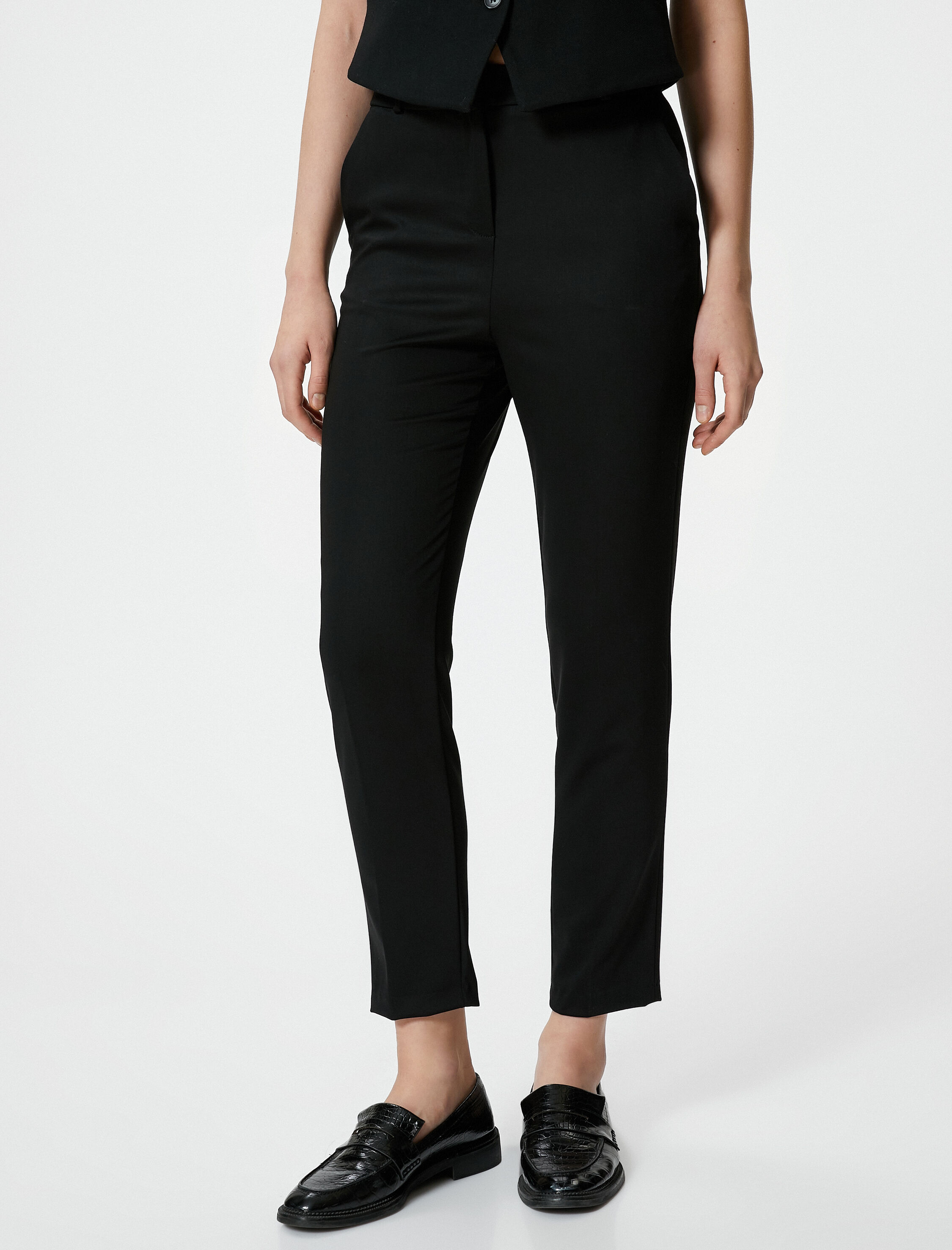   Cigarette Kumaş Pantolon Yüksek Bel Cepli