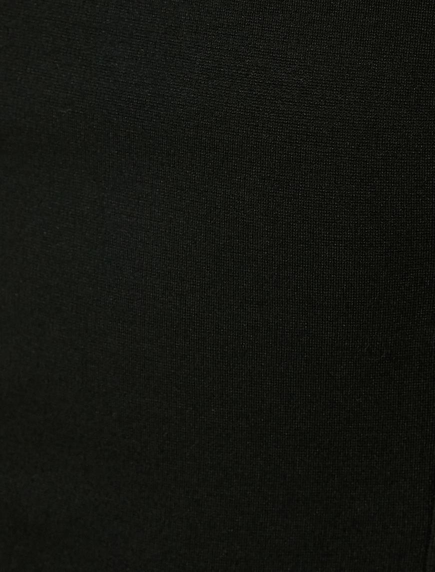   Mini Straplez Elbise Yırtmaç Detaylı Viskon Karışımlı