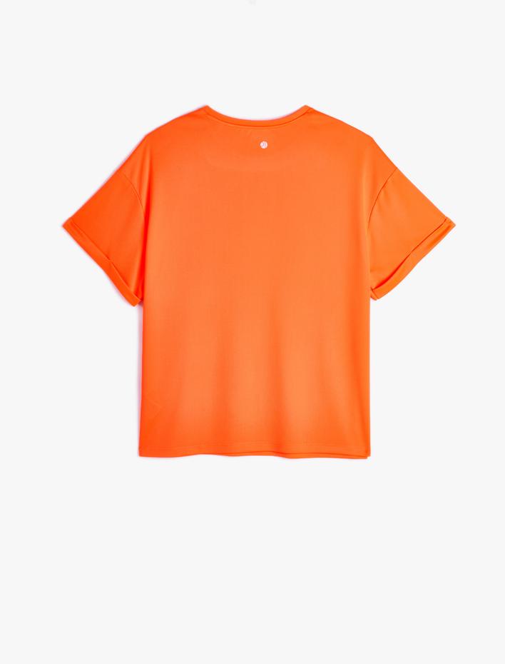  Oversize Spor Tişört Ekstra Uzun Baskılı Kısa Kollu Bisiklet Yaka