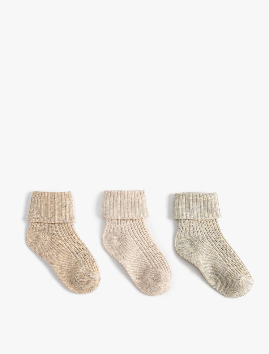  Erkek Bebek 3'lü Renkli Çorap Seti Pamuklu