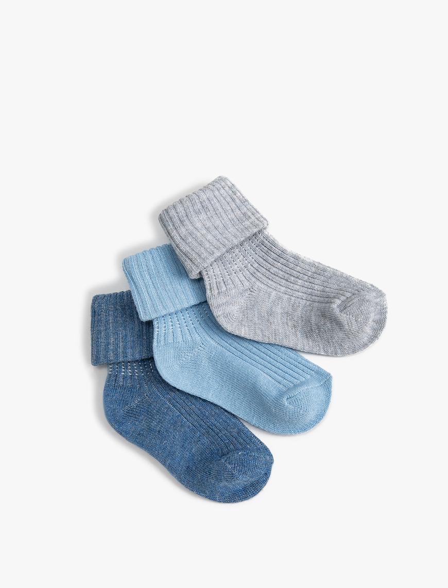  Erkek Bebek 3'lü Renkli Çorap Seti Pamuklu
