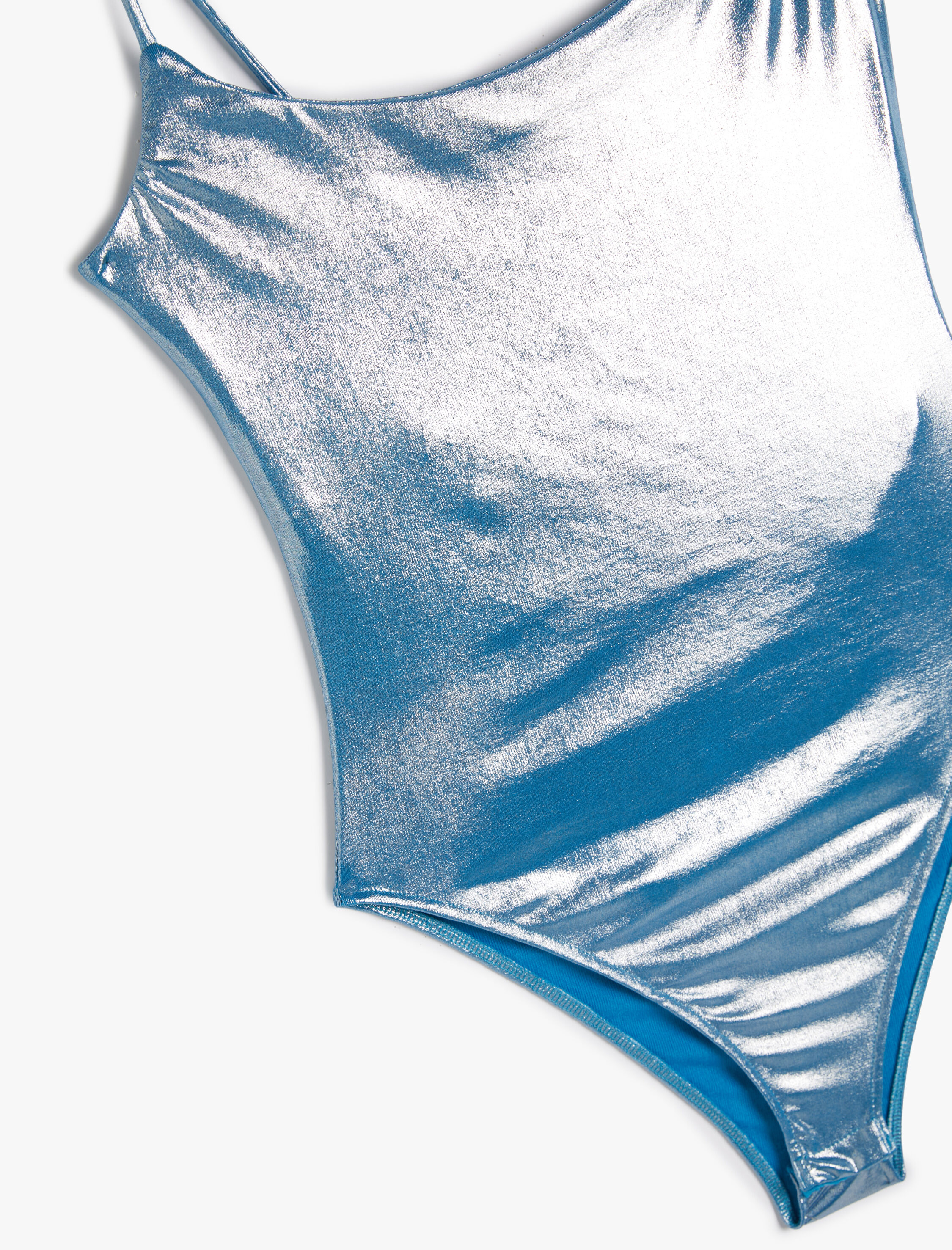   Parlak Bodysuit İnce Askılı Çıt Çıt Düğme Kapamalı