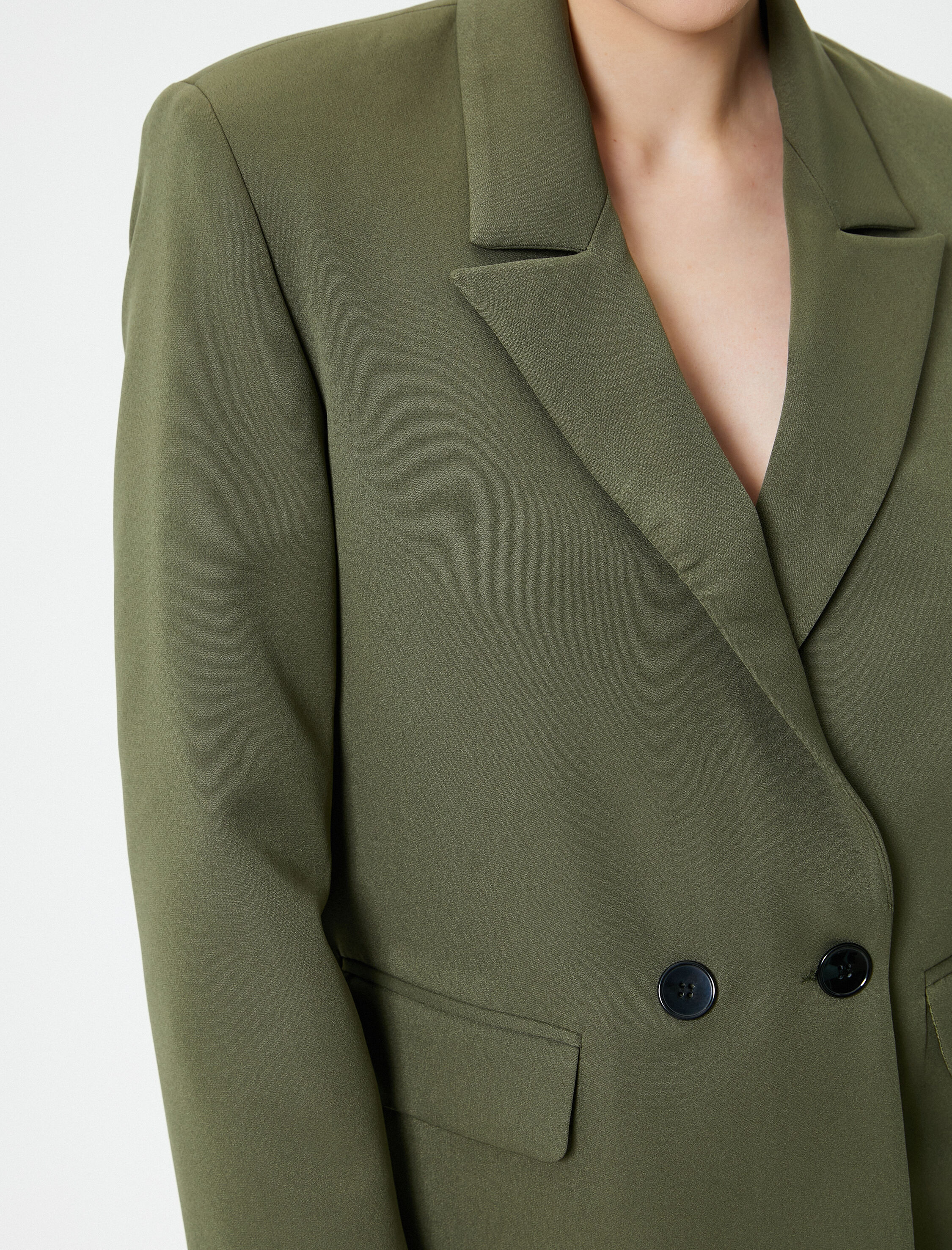   Blazer Ceket Kruvaze Kapama Düğmeli Kapaklı Cepli