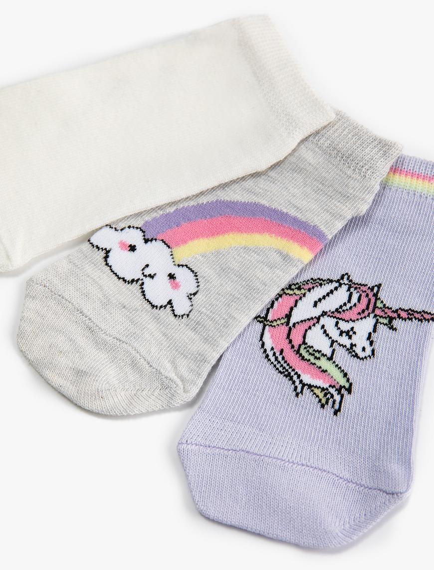  Kız Çocuk Unicorn Çorap Seti 3’lü Çok Renkli