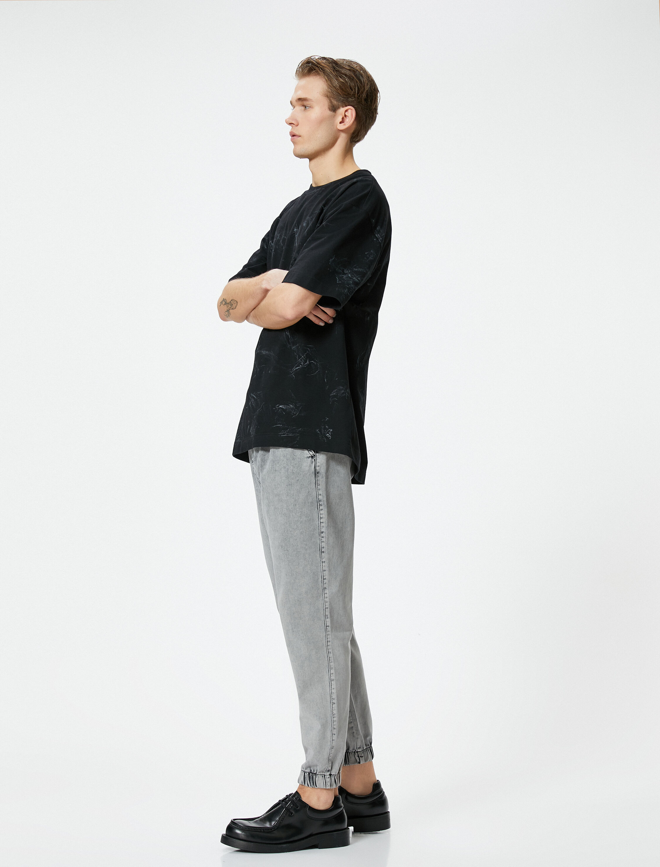   Bol Kot Pantolon Jogger Yıkamalı Beli Bağcıklı Cepli