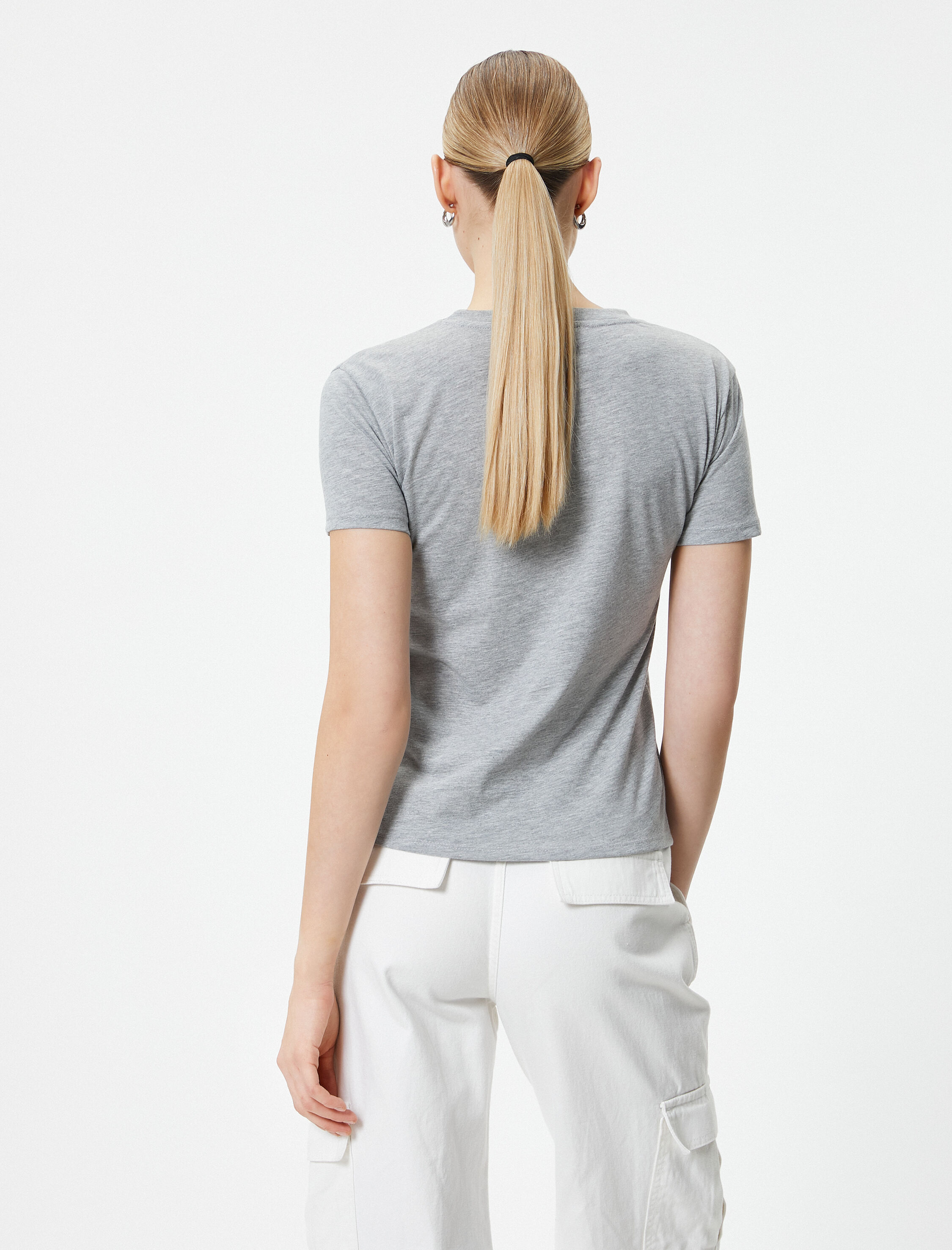   Baskılı Tişört Bisiklet Yaka Kısa Kollu