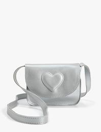 Mini Çapraz Askılı Çanta Kalp Aplikeli