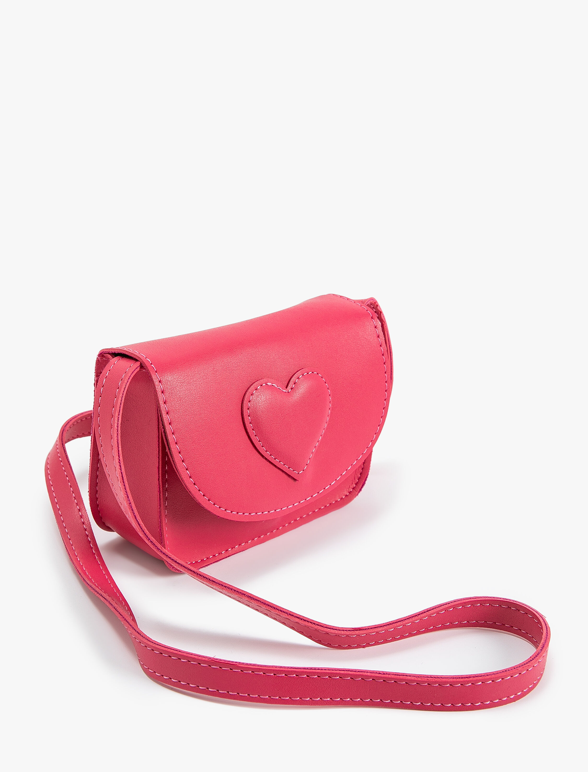 Kız Çocuk Mini Çapraz Askılı Çanta Kalp Aplikeli