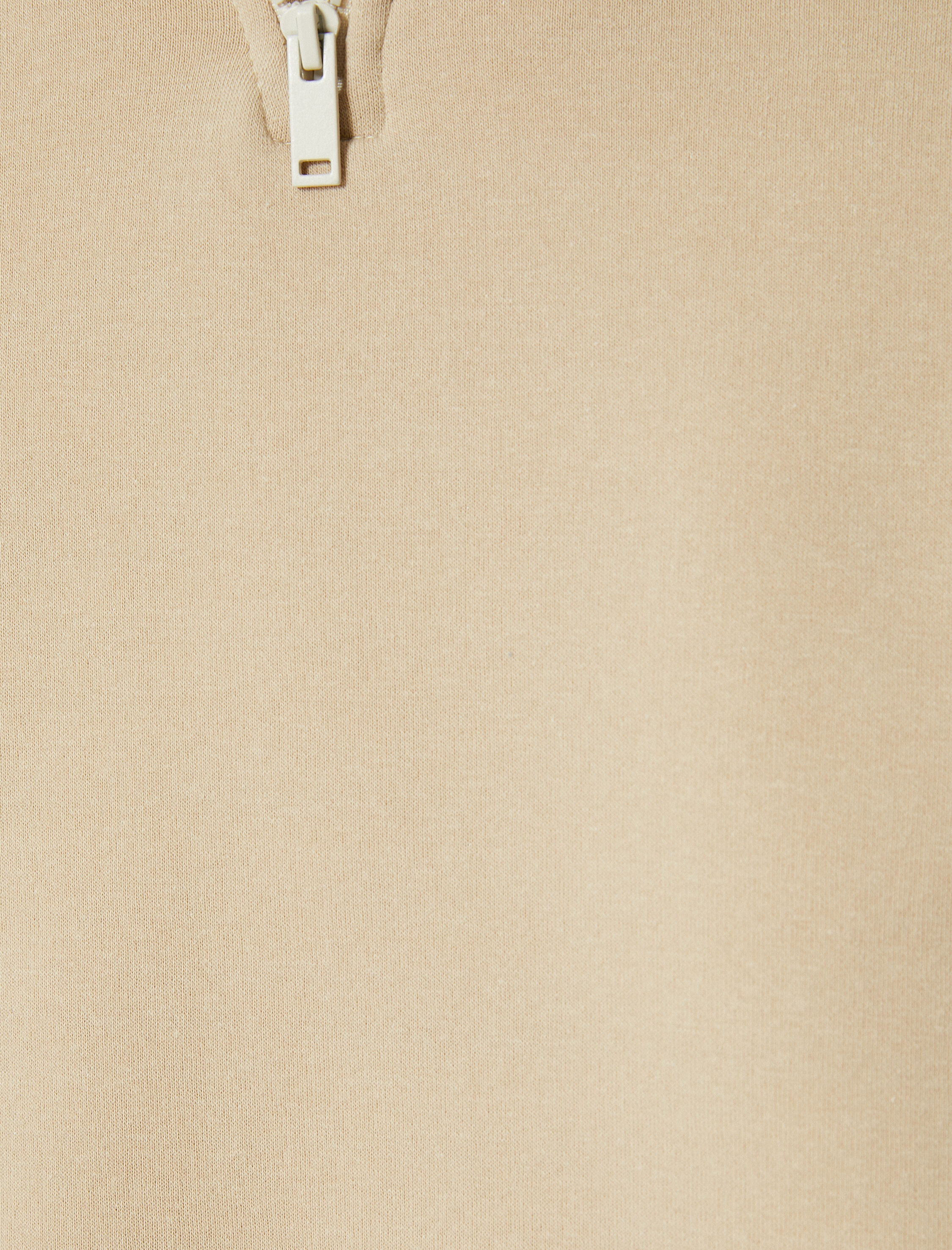   Yarım Fermuarlı Sweatshirt Basic Dik Yaka Ribanalı Uzun Kollu Şardonlu