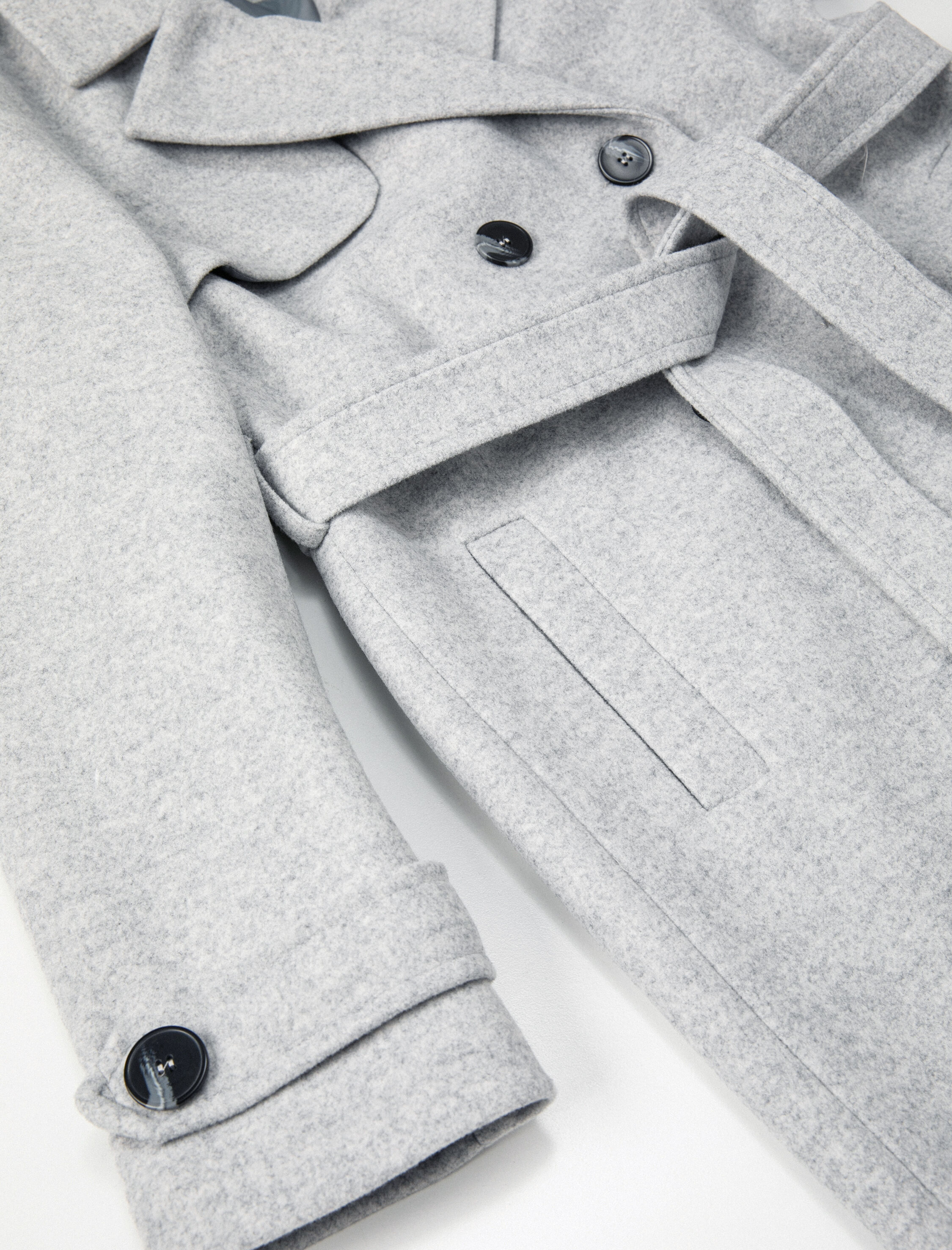   Kruvaze Kaban Düğmeli Kuşaklı Cepli Apoletli