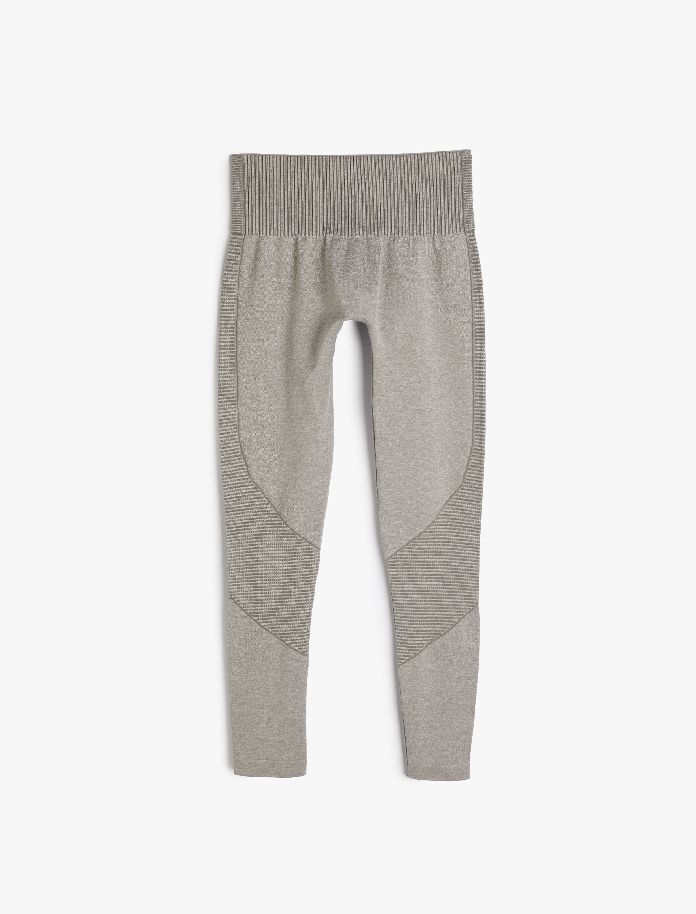   Yüksek Bel Spor Tayt Örme Kumaş Dokulu Slim Fit