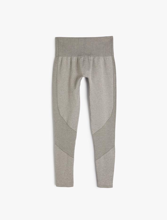  Yüksek Bel Spor Tayt Örme Kumaş Dokulu Slim Fit