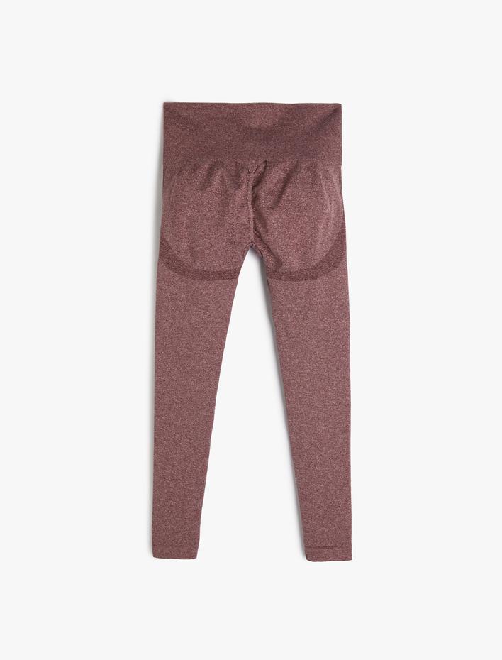  Yüksek Bel Spor Tayt Dikişsiz Örme Kumaş Dokulu Slim Fit