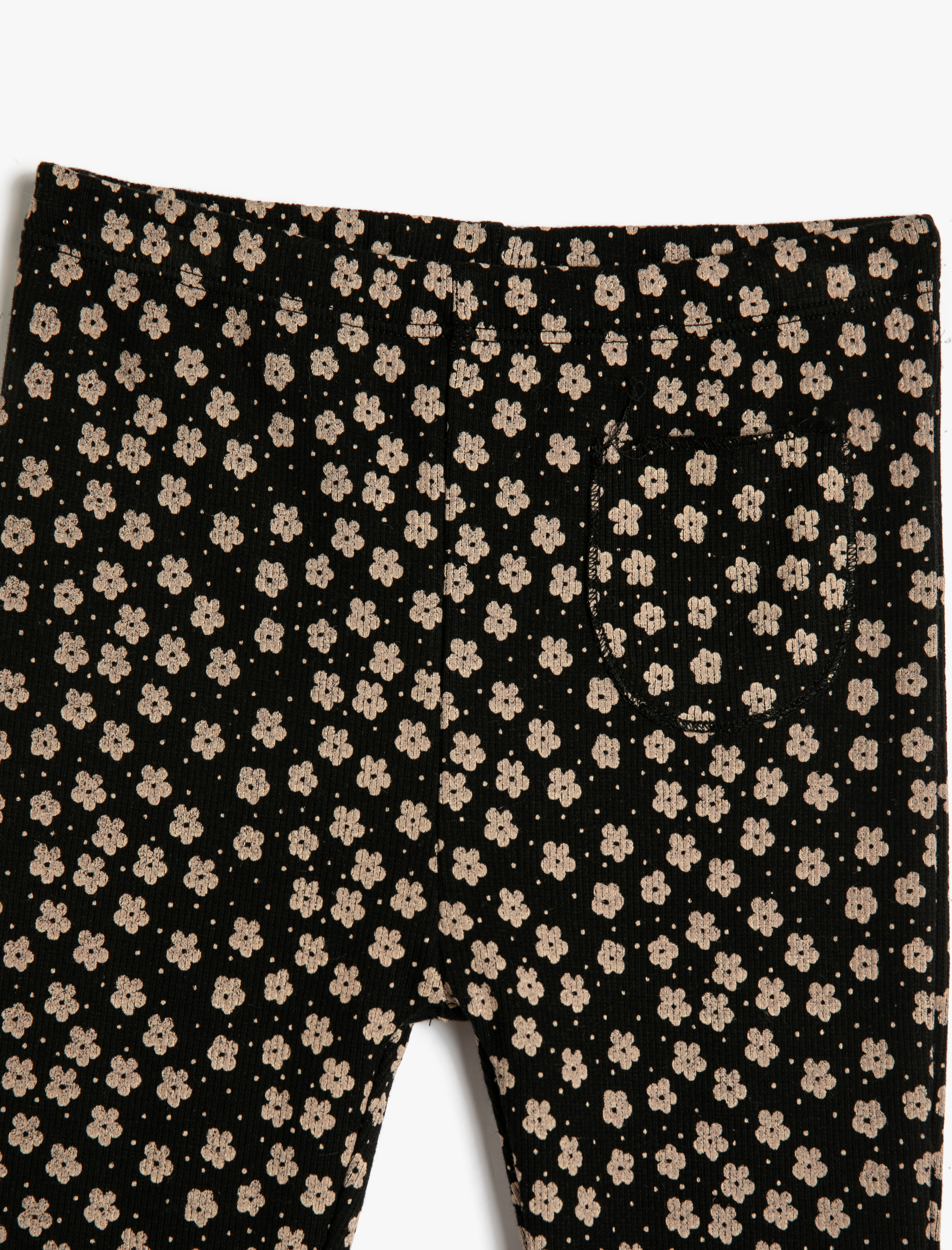  Kız Bebek İspanyol Paça Tayt Çiçekli Cep Detaylı Fitilli