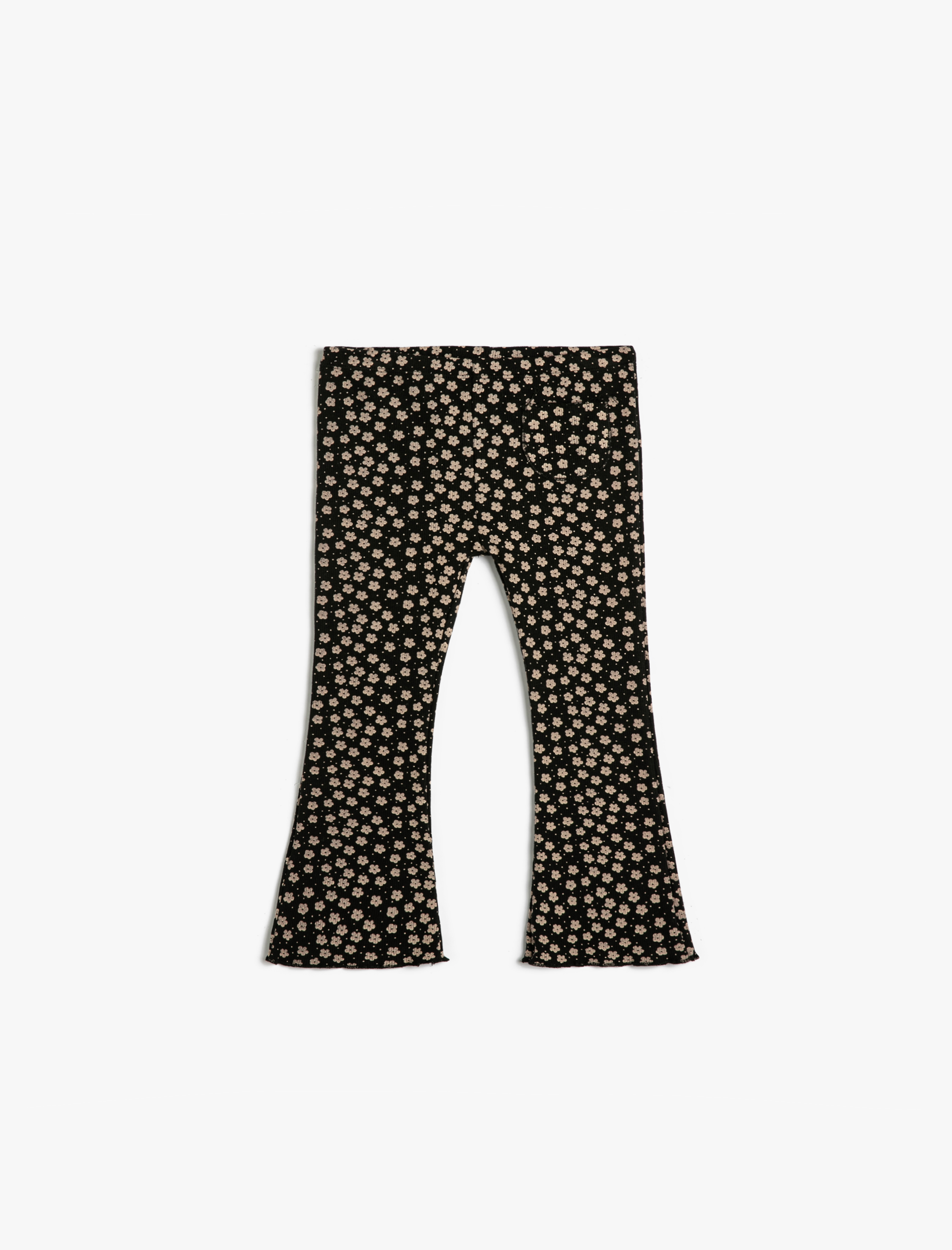  Kız Bebek İspanyol Paça Tayt Çiçekli Cep Detaylı Fitilli