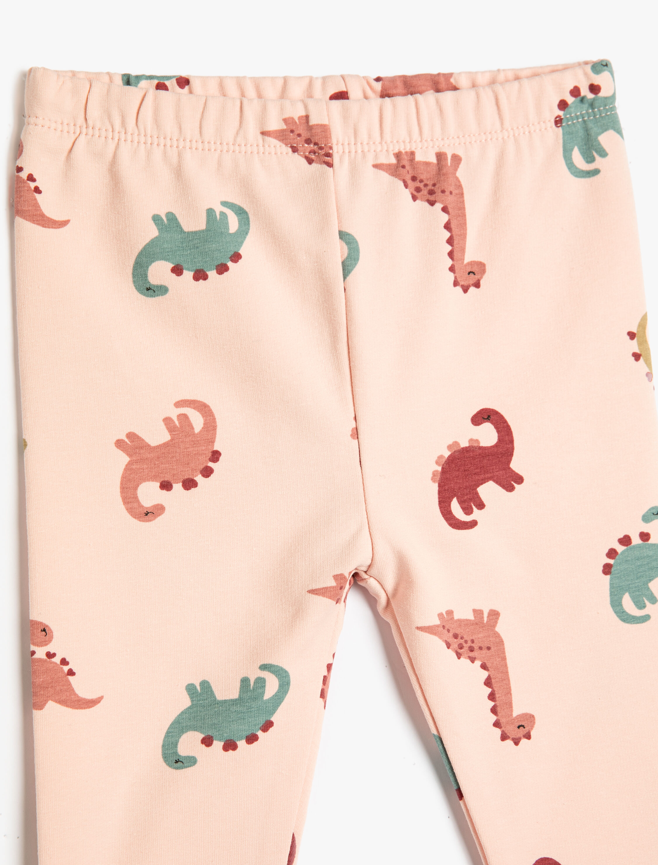  Kız Bebek Tayt Dinozor Baskılı Beli Lastikli Pamuklu Şardonlu