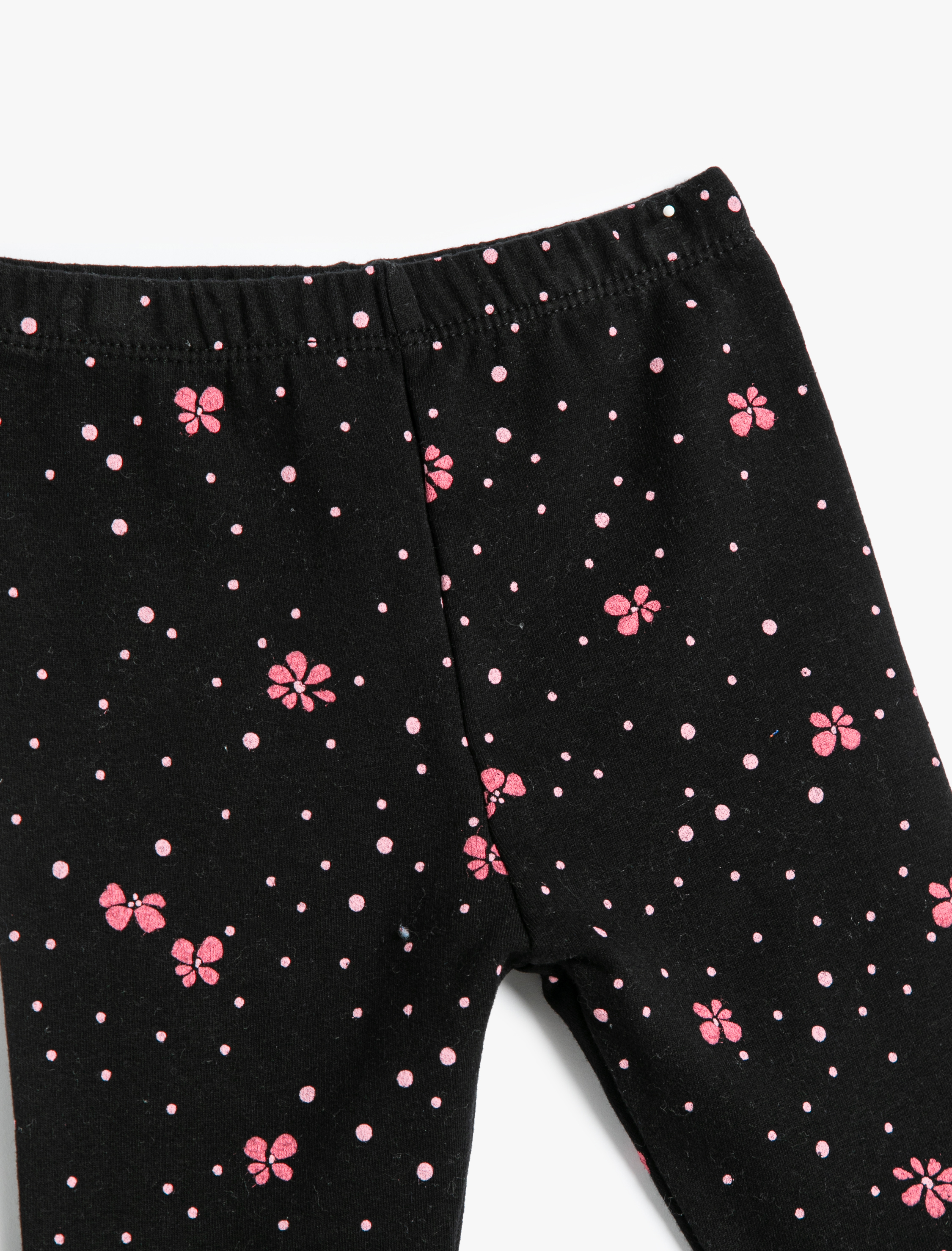  Kız Bebek Çiçekli Tayt Pamuklu Beli Lastikli Şardonlu