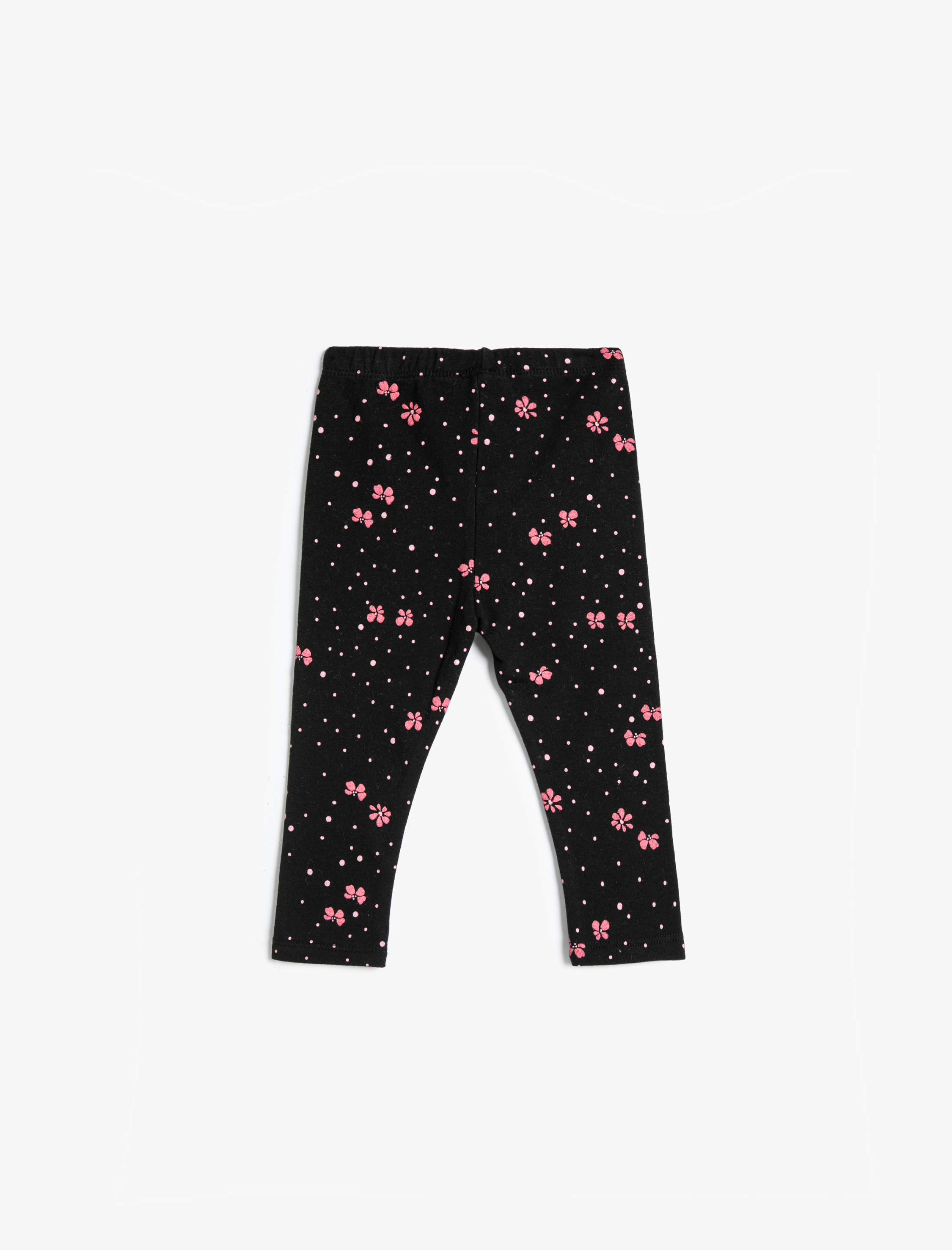  Kız Bebek Çiçekli Tayt Pamuklu Beli Lastikli Şardonlu