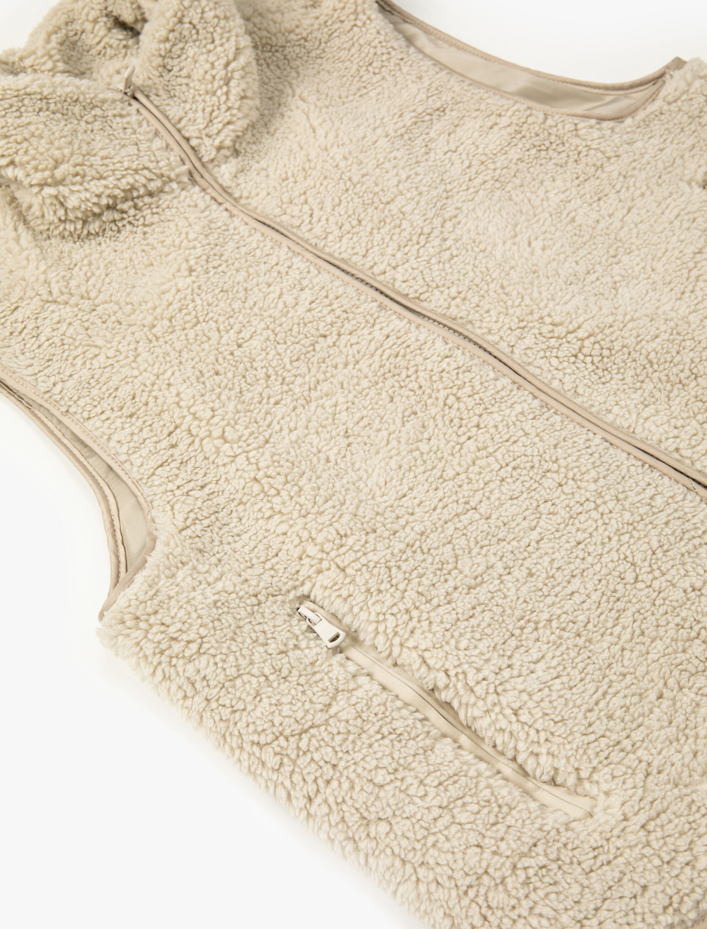   Peluş Yelek Outdoor Dik Yaka Yarım Fermuarlı