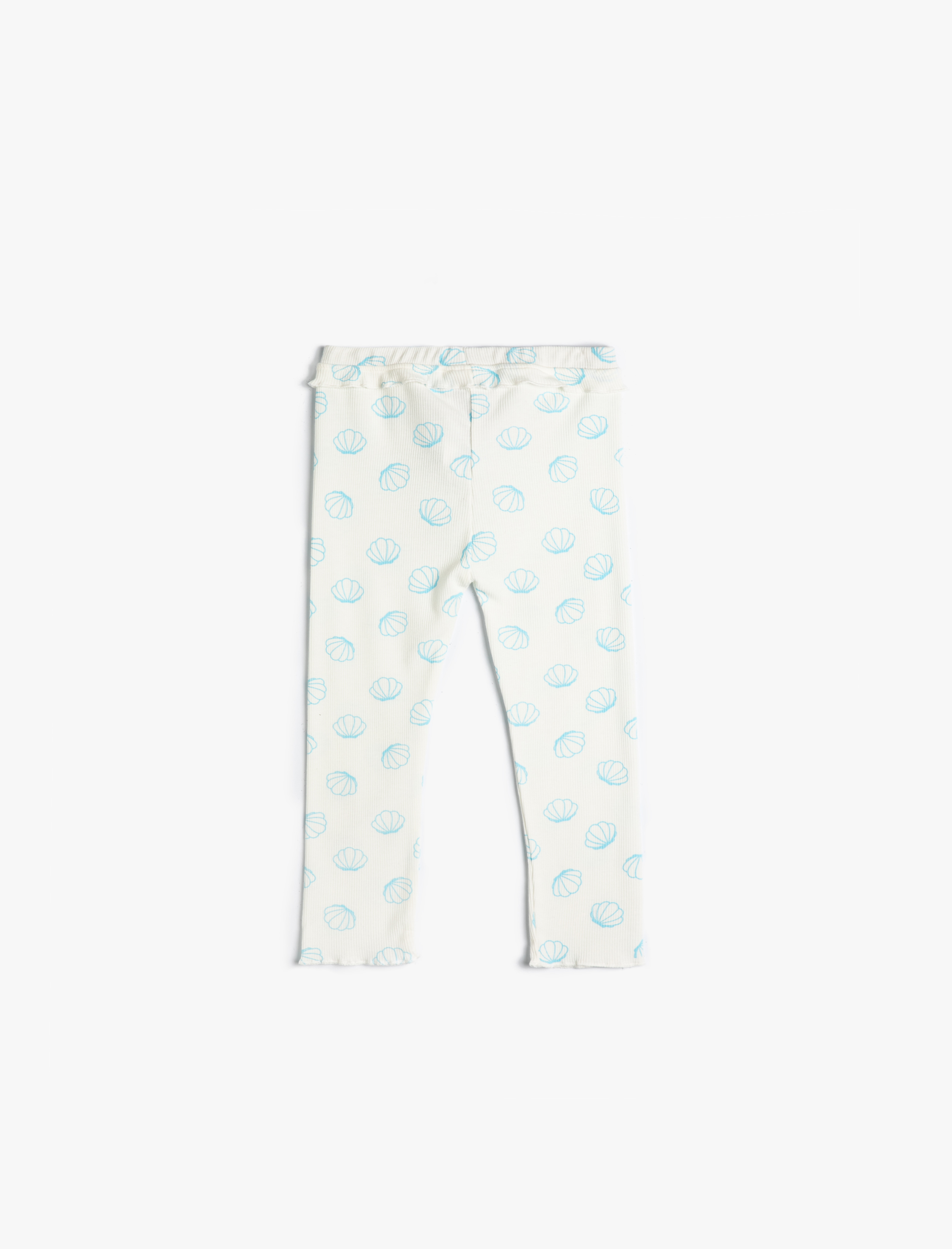  Kız Bebek Tayt Deniz Kabuğu Desenli Dokulu Fırfır Detaylı