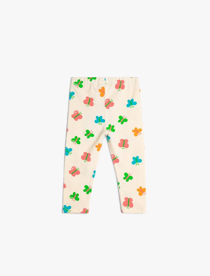 Kız Bebek Kelebekli Tayt Beli Lastikli Pamuklu