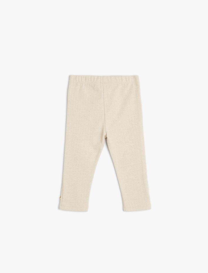 Kız Bebek Tayt Düğme Detaylı Yumuşak Dokulu Beli Lastikli