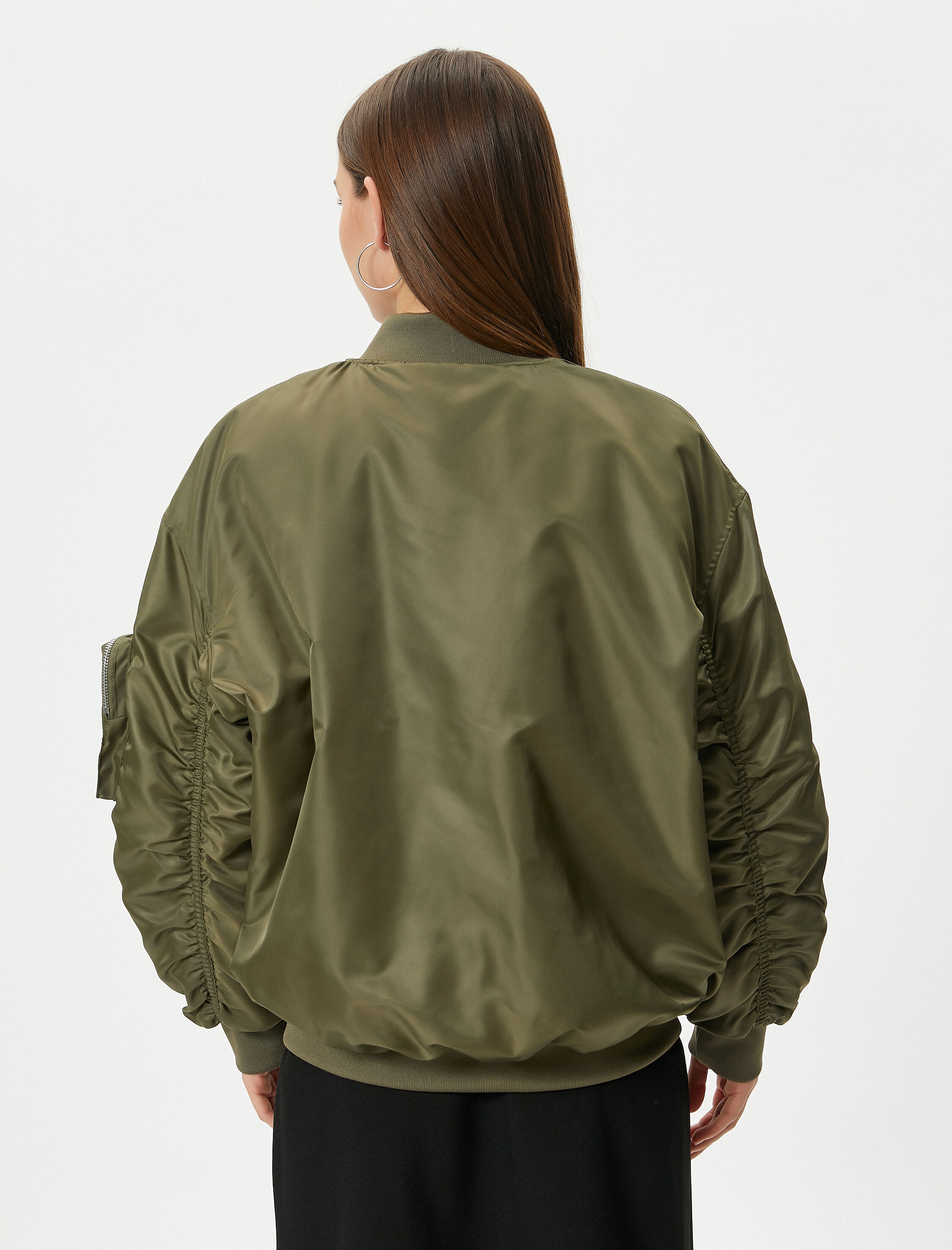 Bomber Ceket Kapaklı Çift Cep Kolej Yaka Fermuarlı