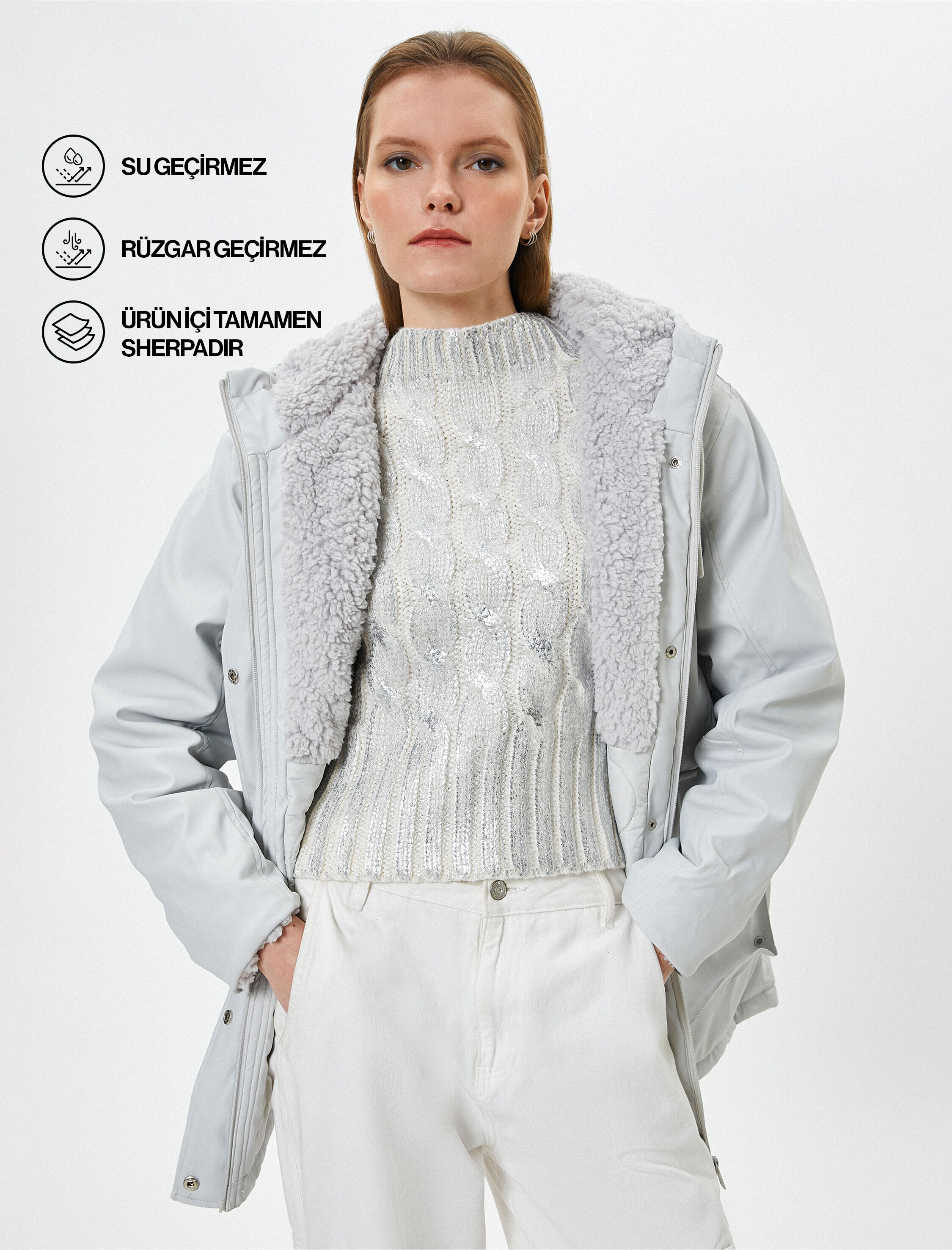   Kapüşonlu Outdoor Mont Fermuarlı Çıtçıt Düğmeli Kapaklı Cepli